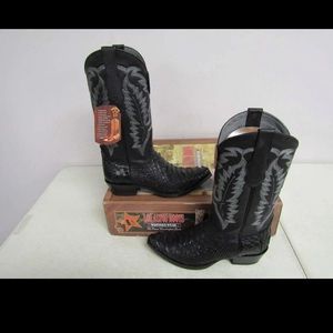 Los Altos Women's US 9.5 Square Toe Python Foot Western Boots Black 1345705-M
